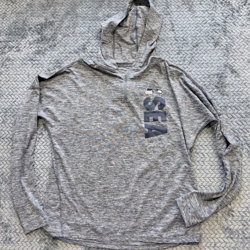 Nike NFL Seattle Seahawks Dri-FIT Grey Heather 1/4 Zip Hoodie Men's Medium